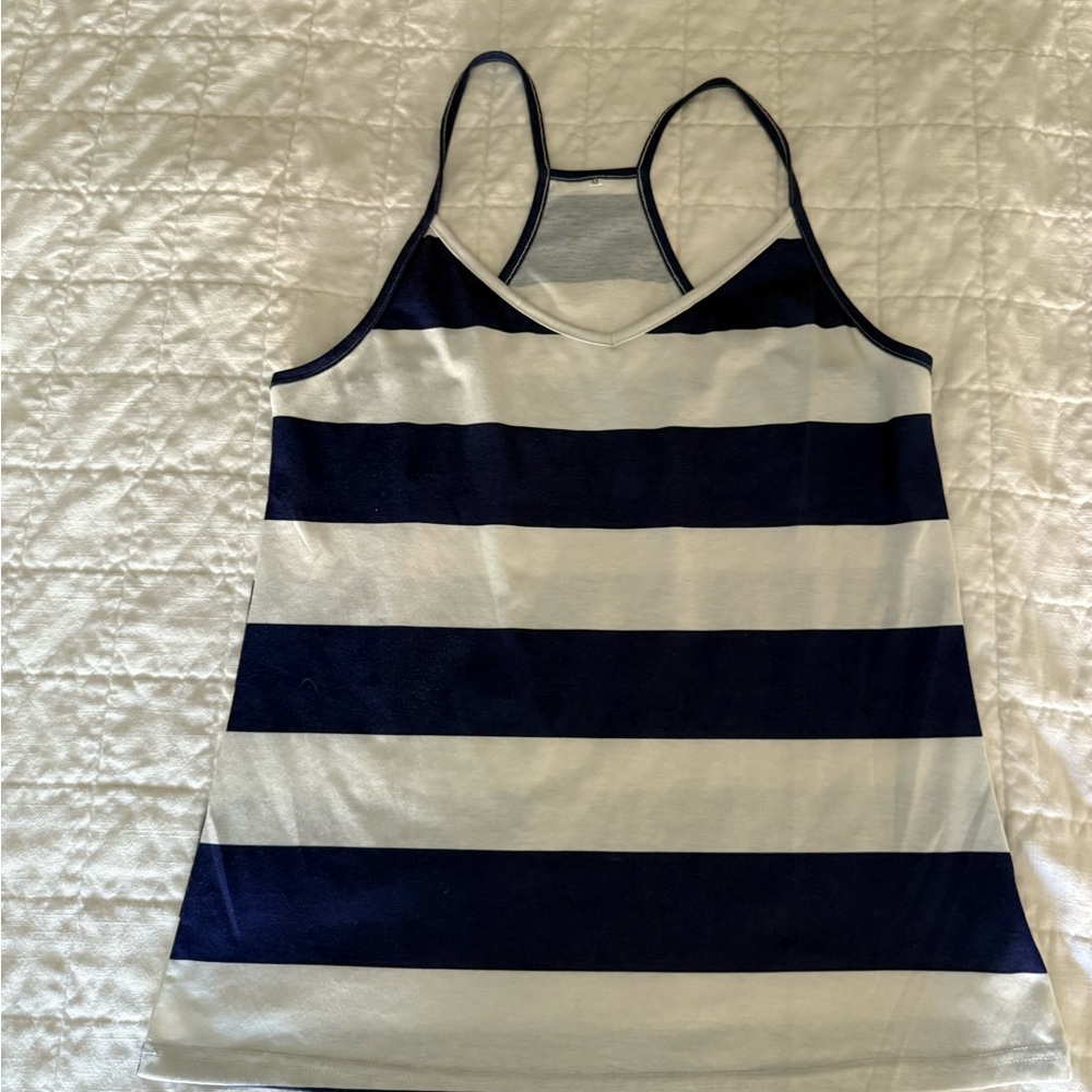 Striped Navy and White Tank Top